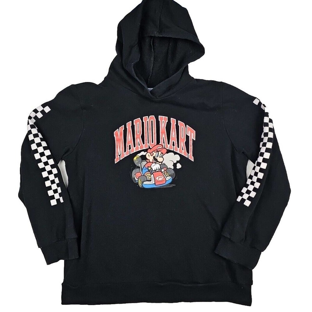 Mario Kart Hoodie Sweatshirt Pullover Boys Sz 18 Black Long Sleeve